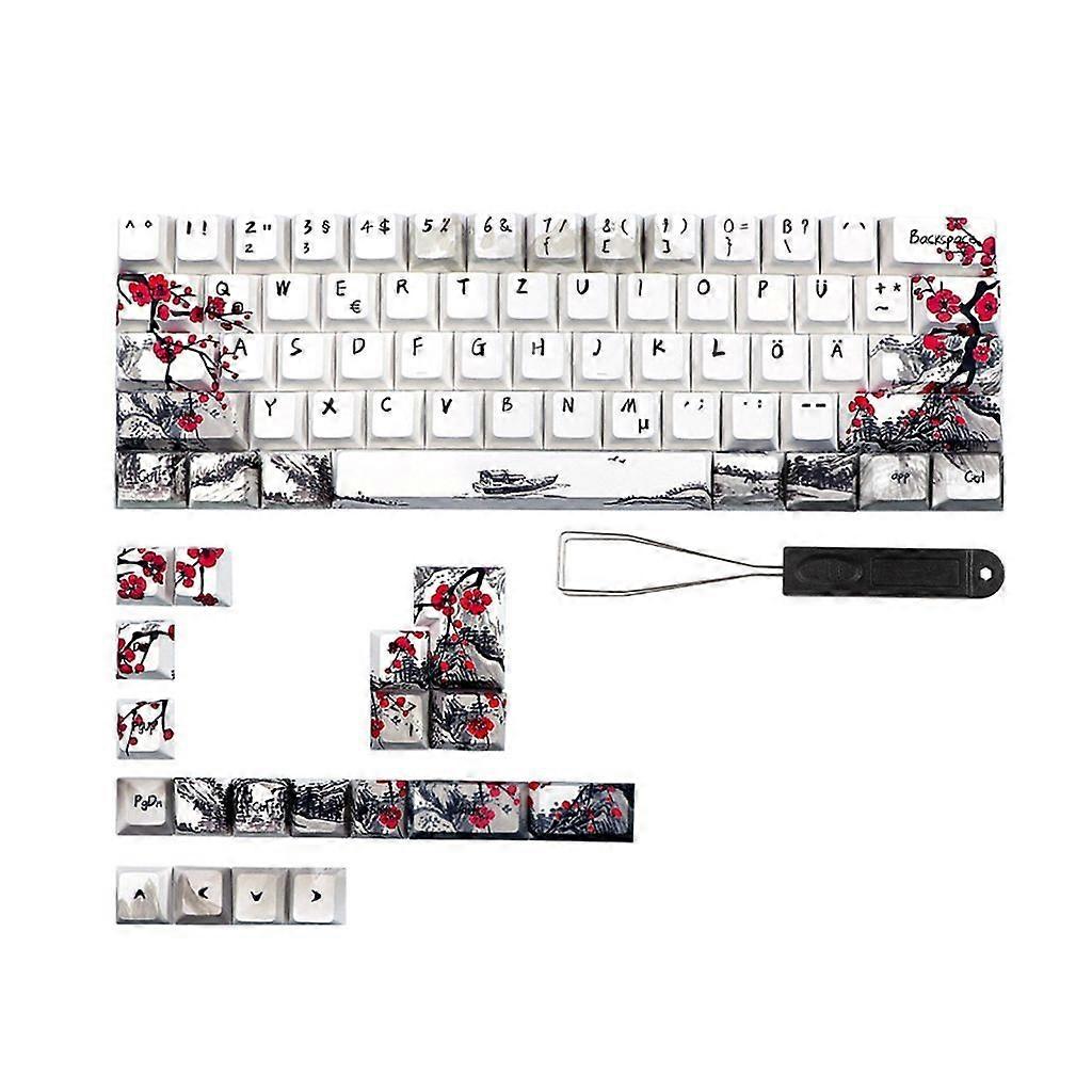 Almanca Fransızca İspanya ANSI DyeSub Tuş Başlıkları Erik Çiçeği 80 Tuşlar Kiraz Profili Tuş Başlığı QWERTZ AZERTY 61 64 67 68 Klavye