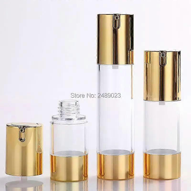 Gold Airless Pump with Clear Body Bottle By Self Empty Reusable Refillable Diy Skin Care Creations