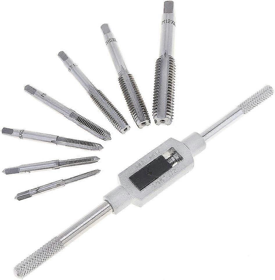 8pcs HSS Tapping Die Set, with M3-M12 Taps and 1/16"-1/2" Wrench Handle for Woodworking/Machinery Repair