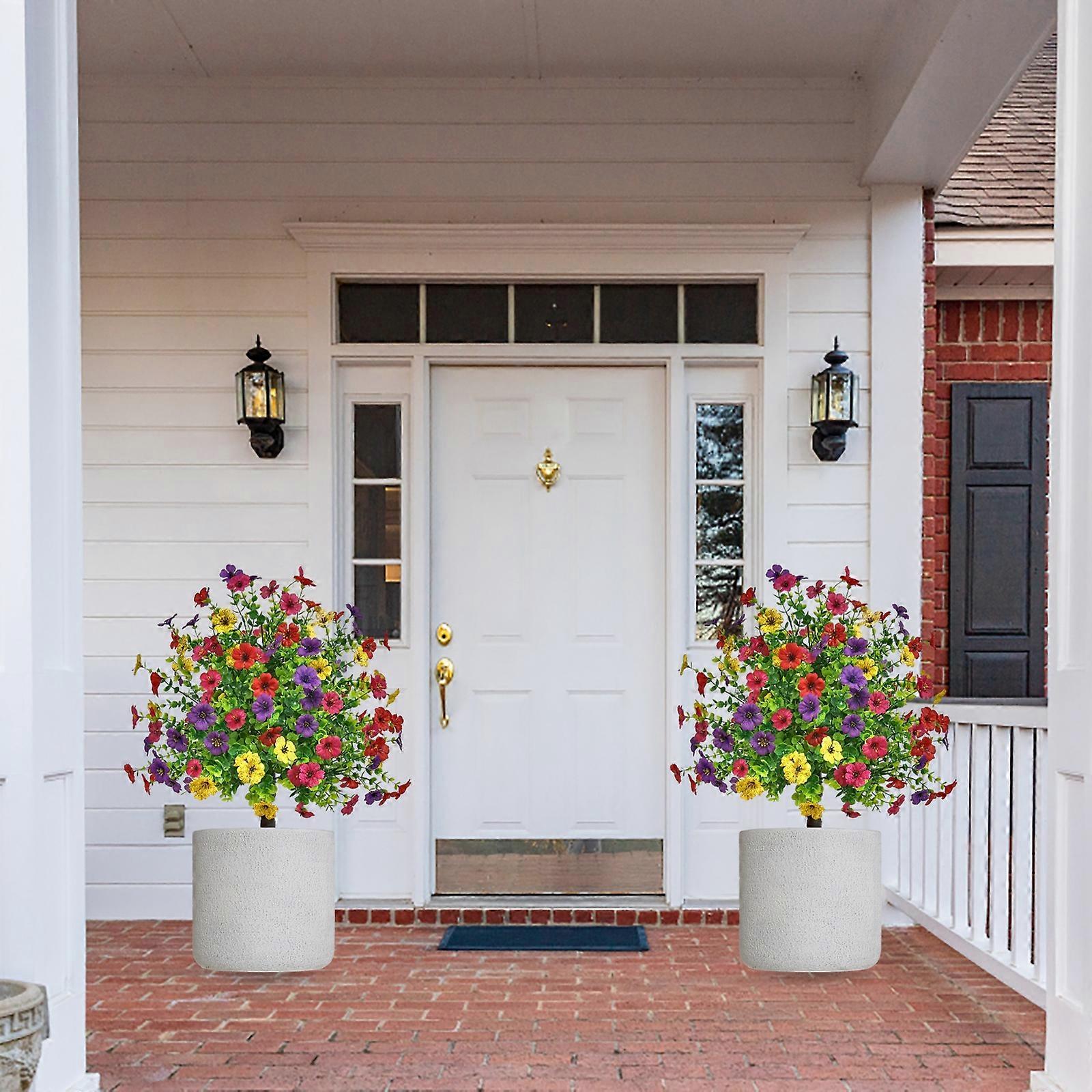 Artificial Boxwood Topiary Tree with Flower, Artificial Shrub Bushes with Ground Spike, Fake Evergreen Tree for Porch