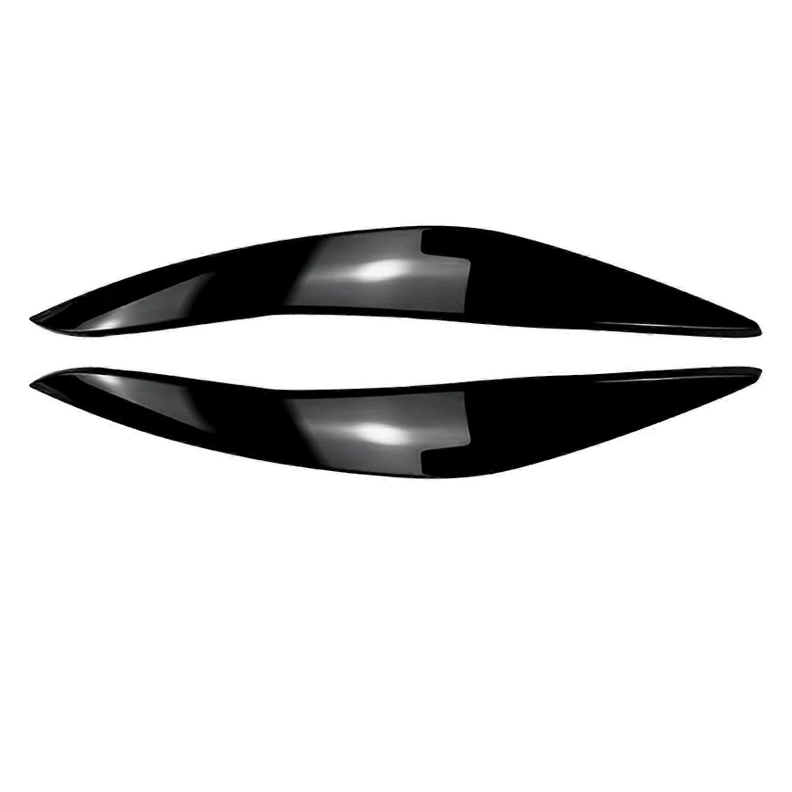2Pcs Front Headlight Eyelids Eyebrow Cover Trim Compatible for BMW 5 Series F10 F11 20112014 Glossy Black/Carbon Fiber(Black)