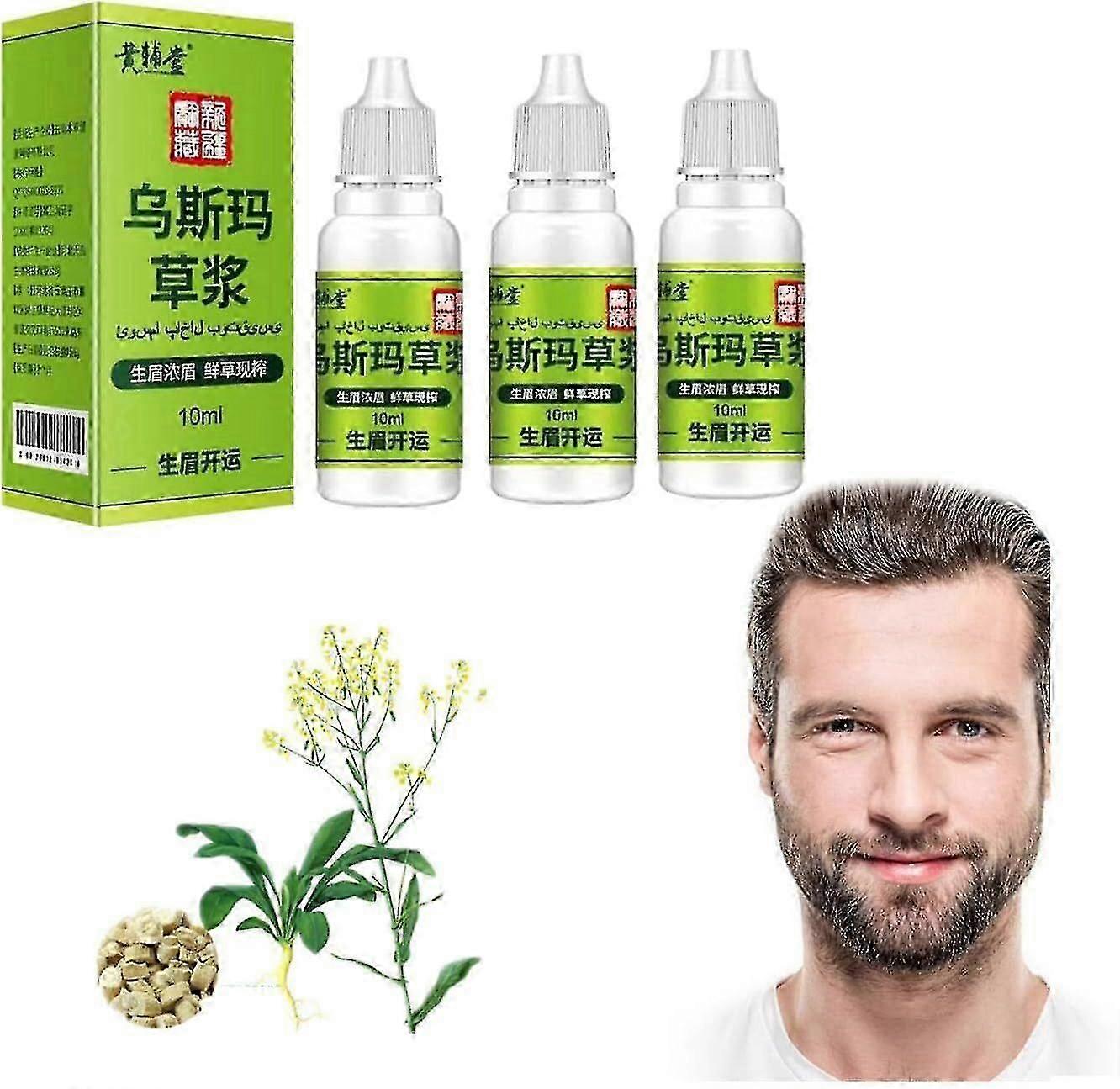 3pcs Eyebrows Growth And Good Luck Pure Usma Grass Juice Hair Growth Liquid