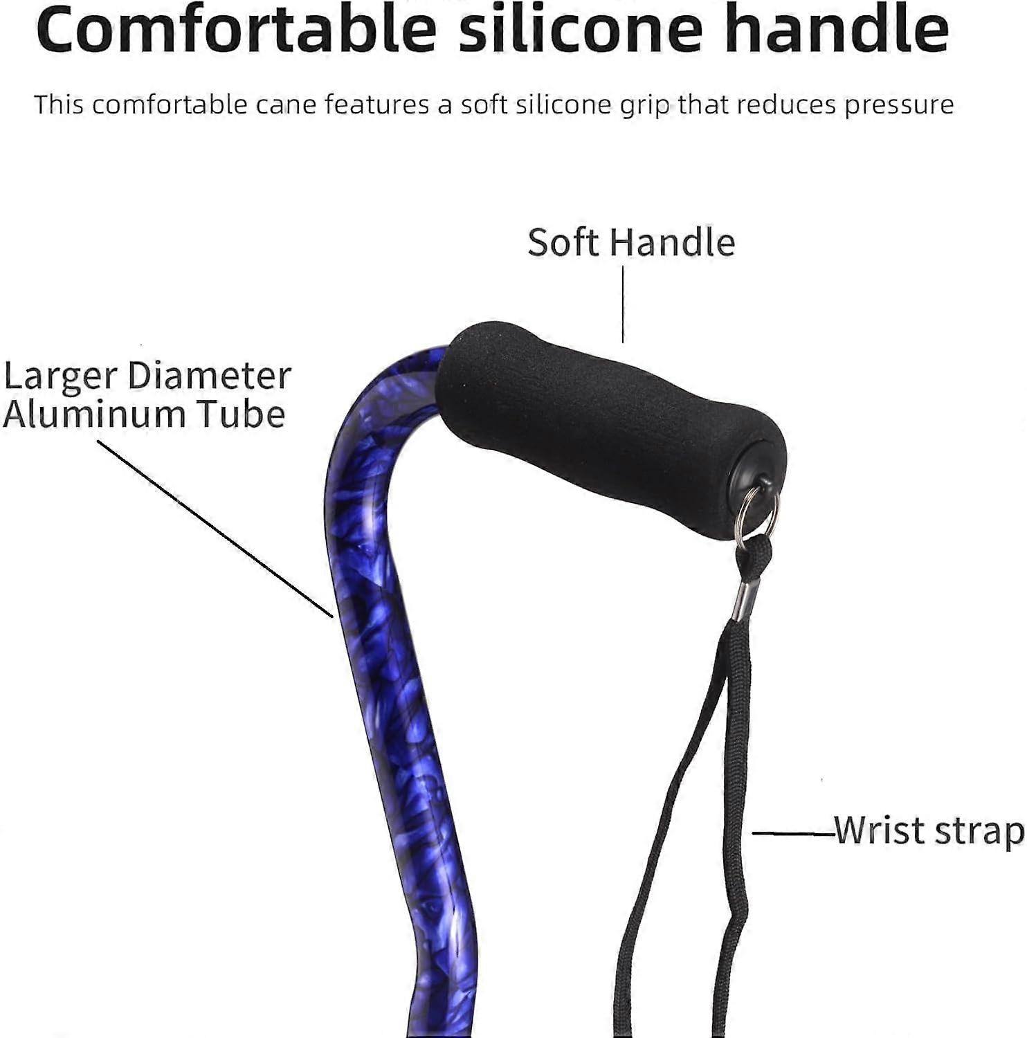 Walking Cane for Women and Men, Folding Quad Offset Cane with 4-Pronged Base, Adjustable Height, Lightweight Design