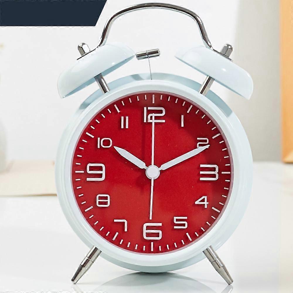 4 inches Twin Bell Alarm Clock with Stereoscopic Dial, Backlight, Battery Operated Loud Alarm Clock-white red