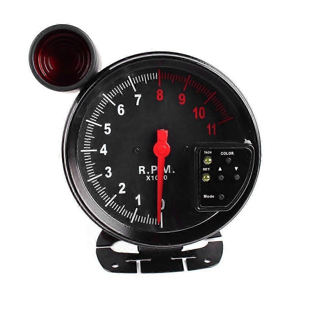 5 Inch Tachometer Gauge for Motorcycle and Automotive, 11000 RPM with Shift Light, 7 Color Backlight and Peak Sound LED Flash