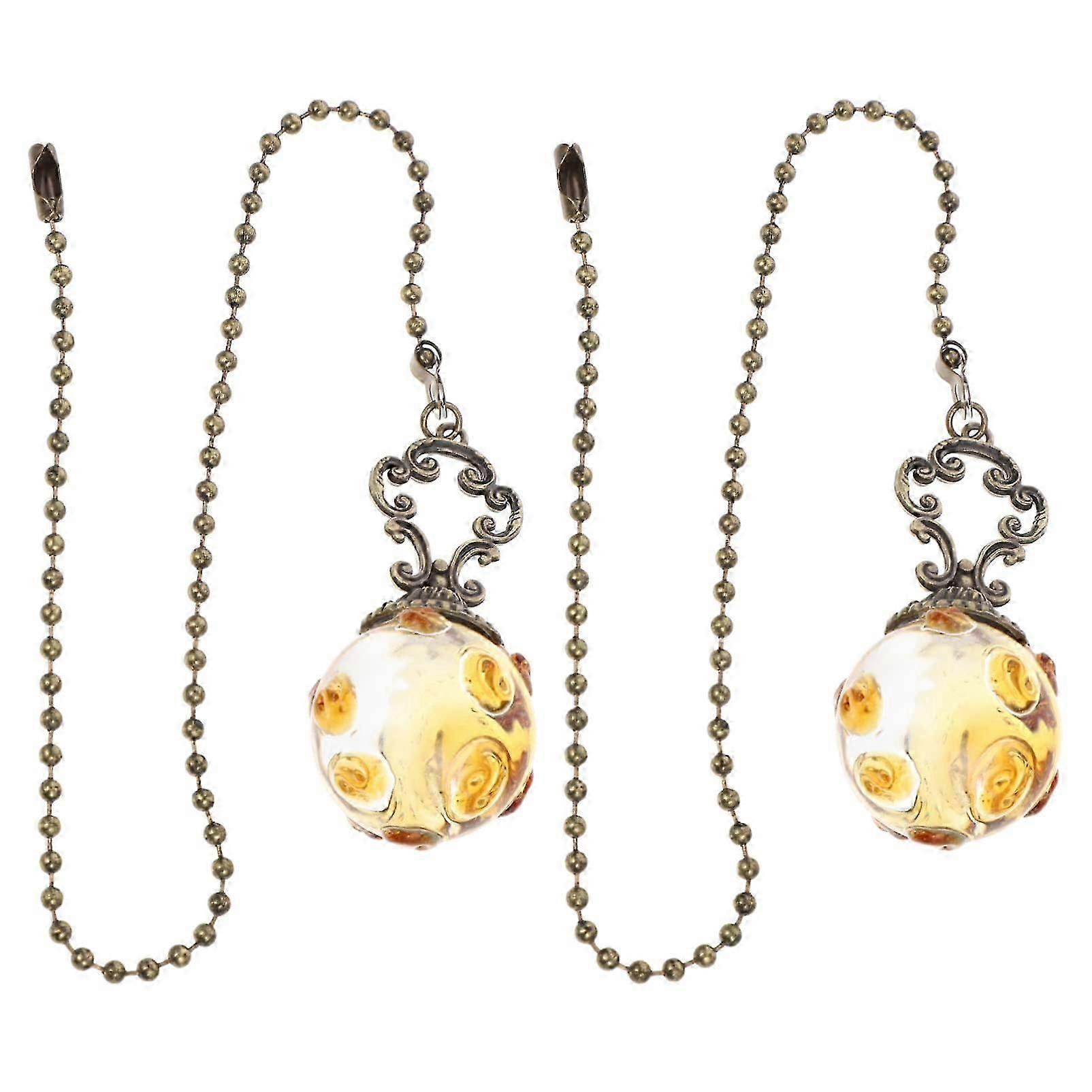 2pcs Fan Light Hanging Chain Crystal Fan Pull Chain Light Decorative Pendant Ceiling Light
