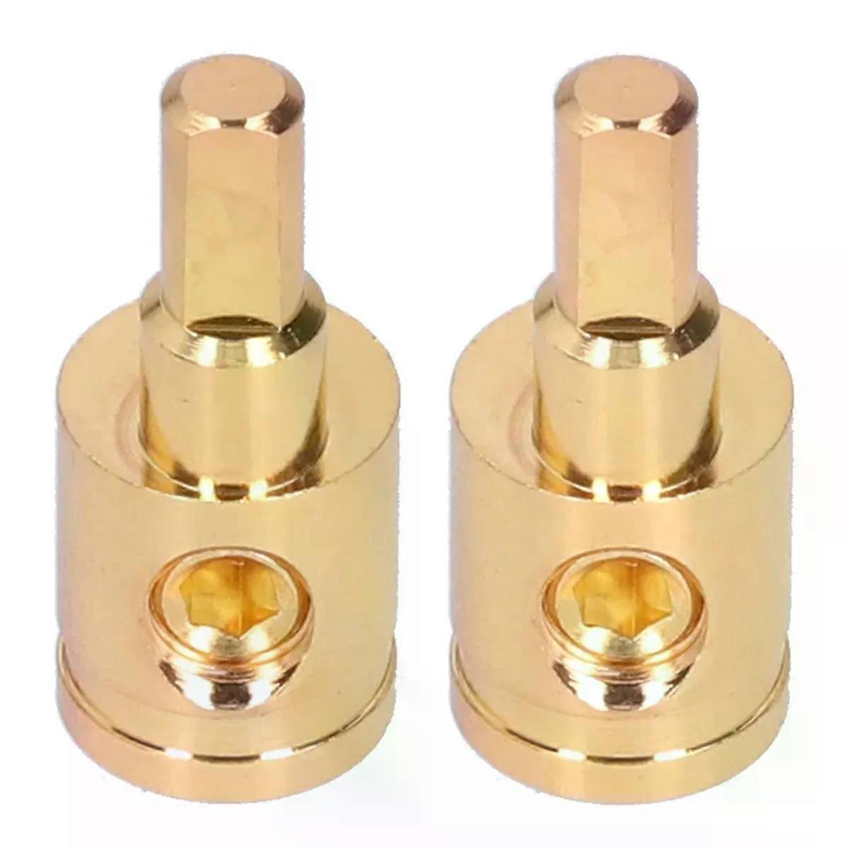 Power Wire Reducer 0GA Pure Copper Gold Plated Wire Reducer Terminal Connector for Car Audio Amplifier 2PCS