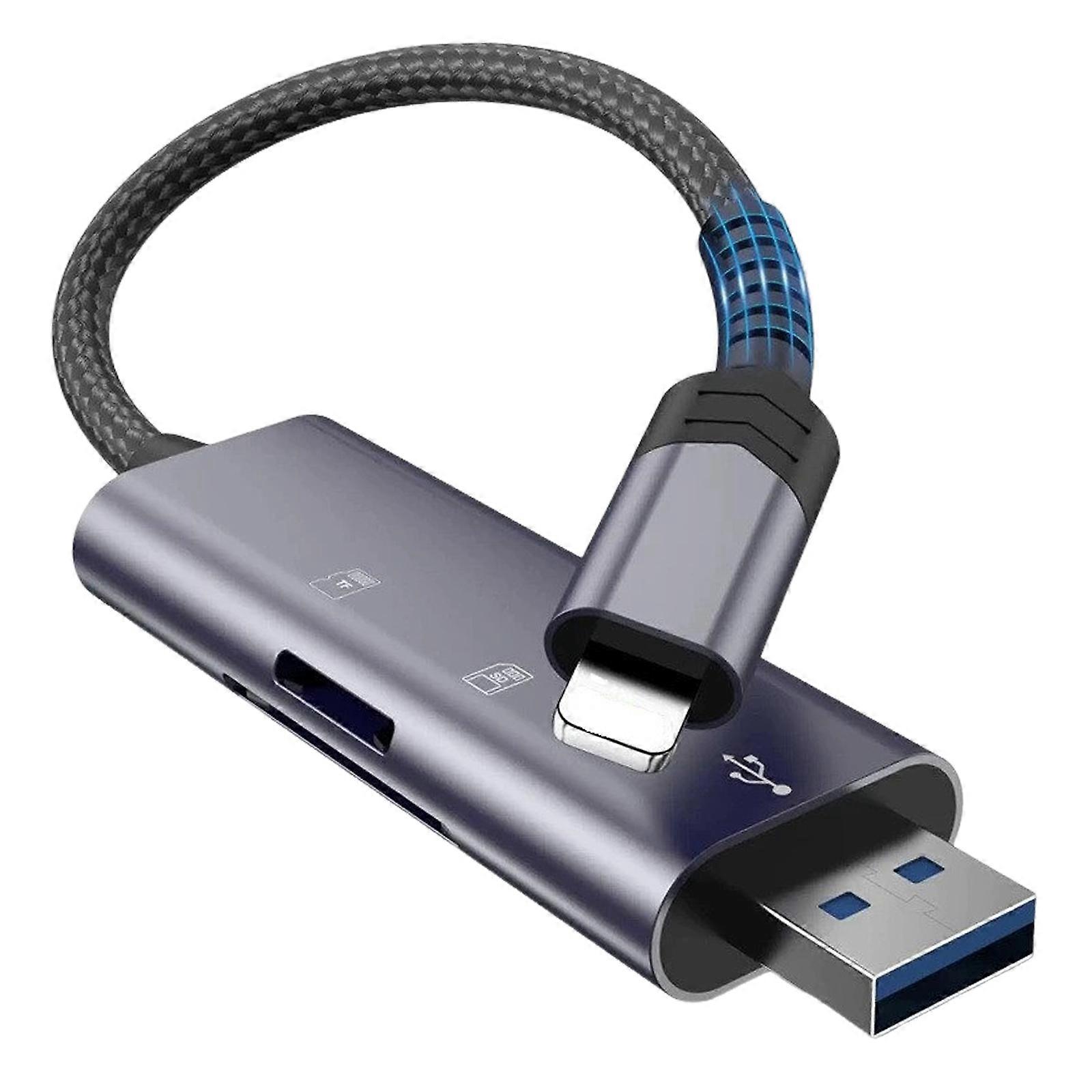 Efficient 8Pin USB3.0 Two Slot SDTF Card Reader for Quick Data Transfer On The Go Multicolor