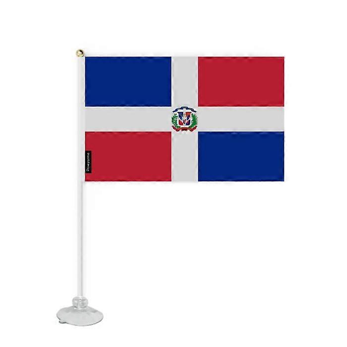 Mini Flag of the Dominican Republic – Suction Cup – 14 x 21 cm – For Smooth Surface – Polyester – 1 piece