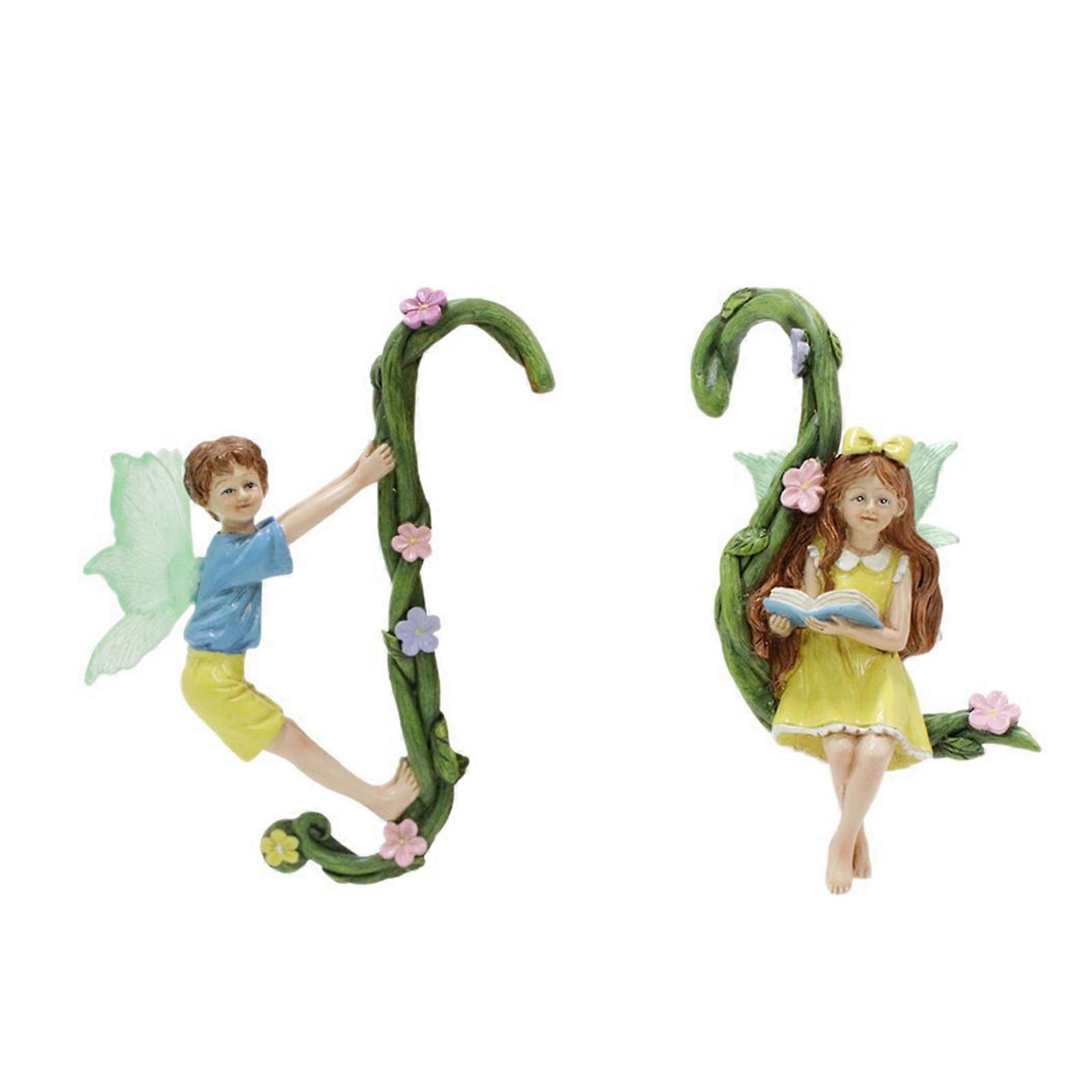 2pcs Hanging Elves Vine Ornament Resin Model Figurine Sculpture For Creating Home and Office Corner Art Decorations