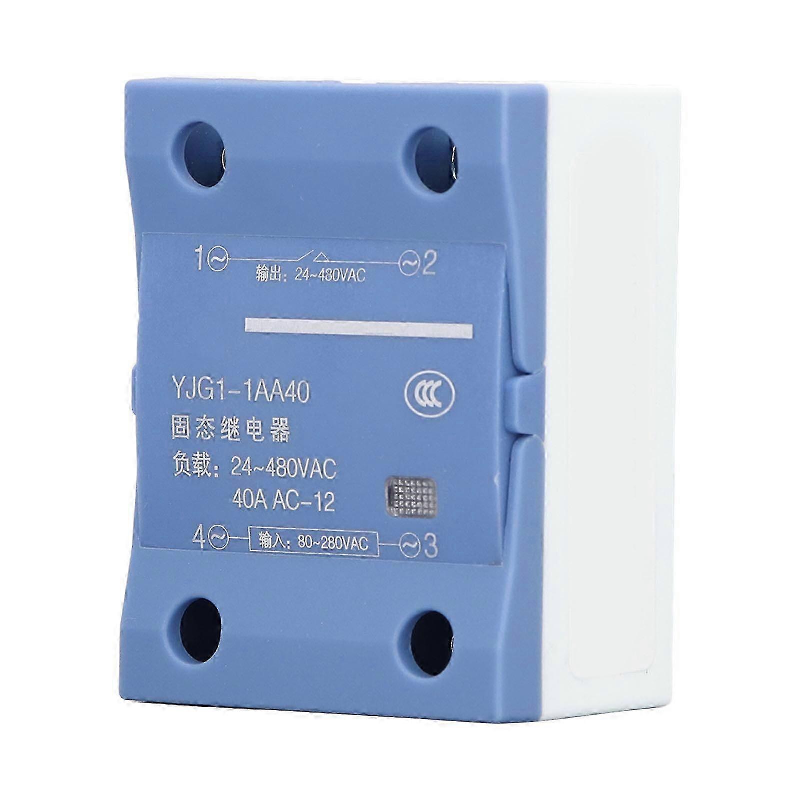 Relais statique monophasé AC à AC SSR Point de contact AC80280V entrée  sortie AC24 ~ 480V 40A YJG11AA40