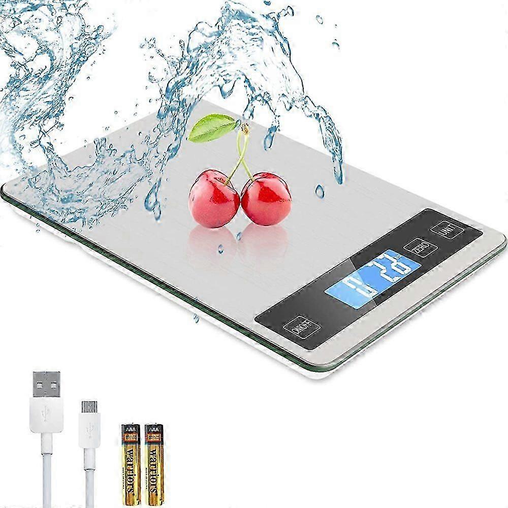 Zibet Food Scale, 33 lbs/15 kg Rechargeable Digital Kitchen Scale, 1 g/0.1 oz Accurate Scale