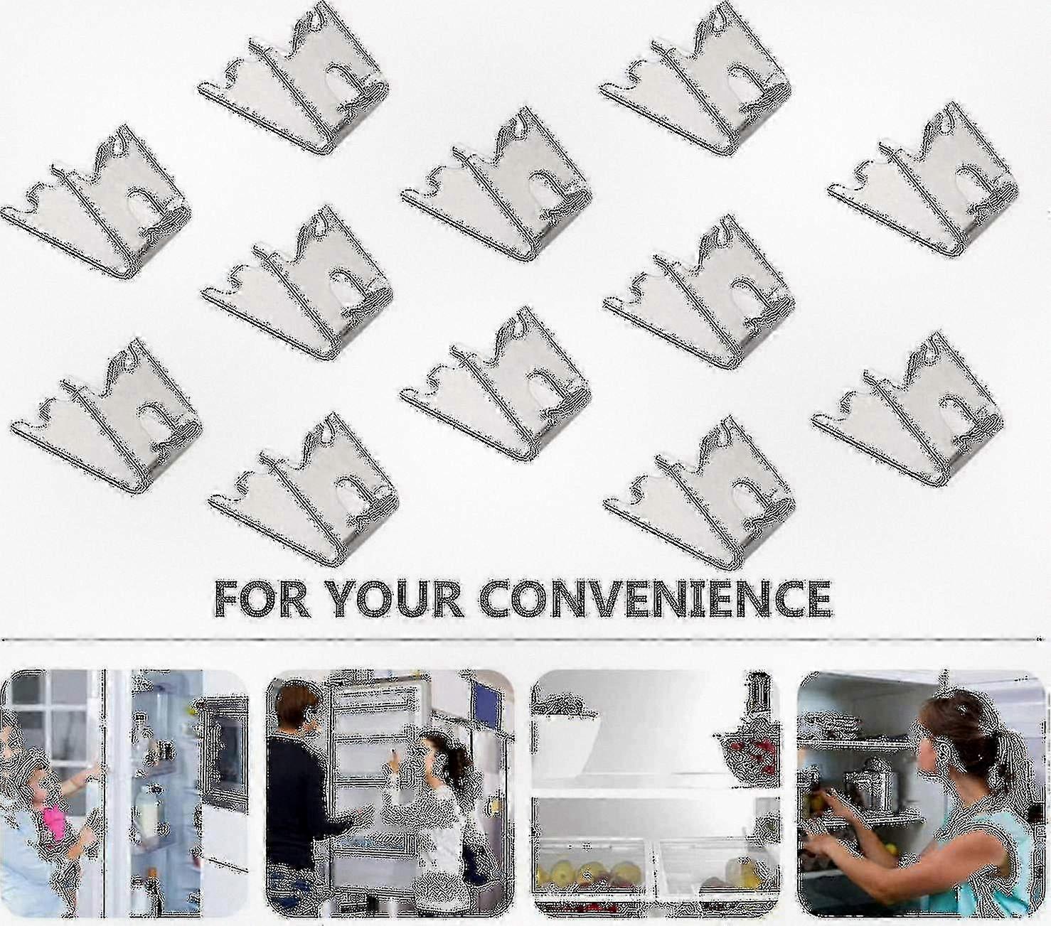 12 Pcs Freezer Shelf Clip Stainless Steel Fridge Shelf Support for Compatible Brand Refrigerators 1.5 Mm Thicken Freezer Shelf Brackets Silv