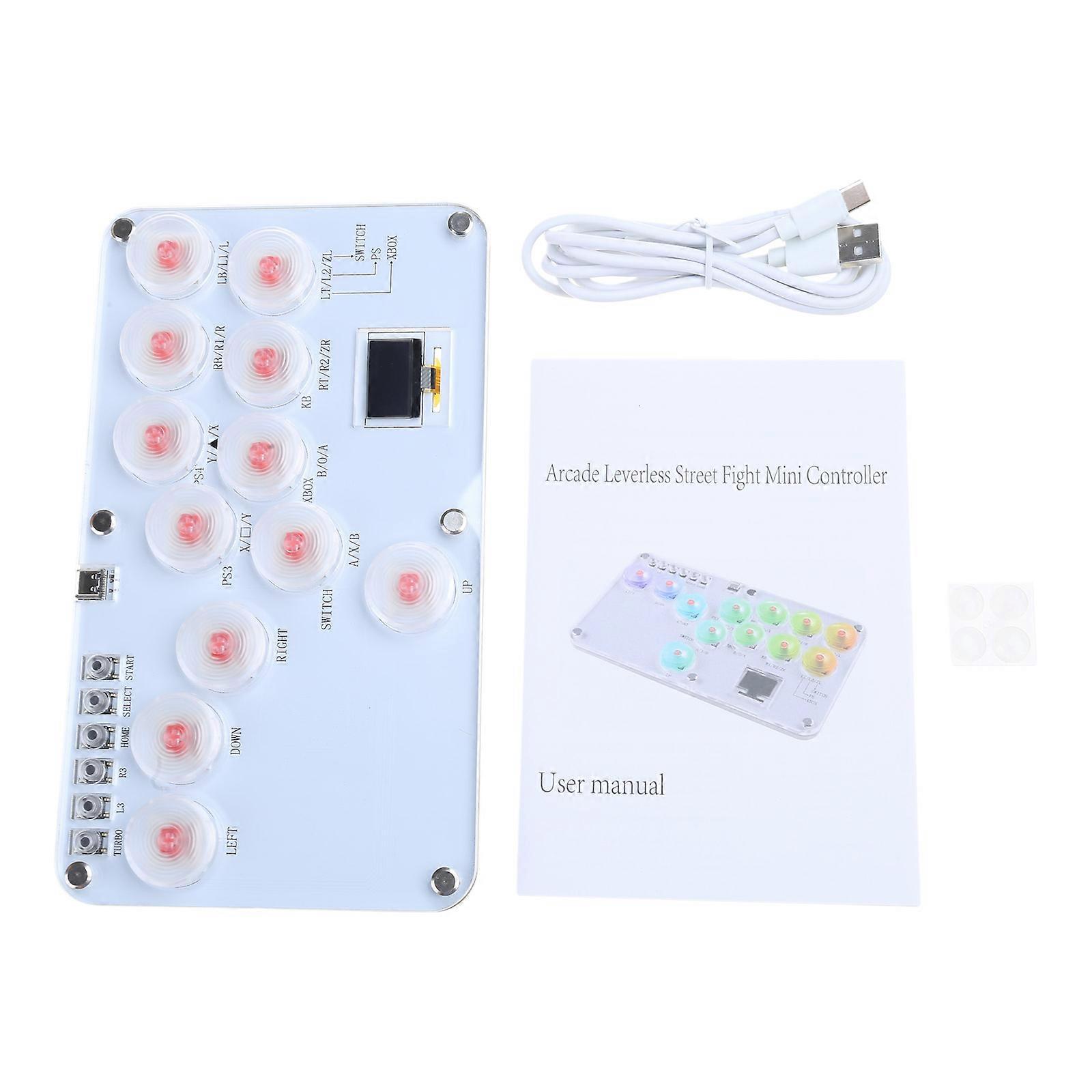 12-Key  Fighting Keyboards Game Controller with Type C Data Line Support Multiple Modes for PC Consoles Players