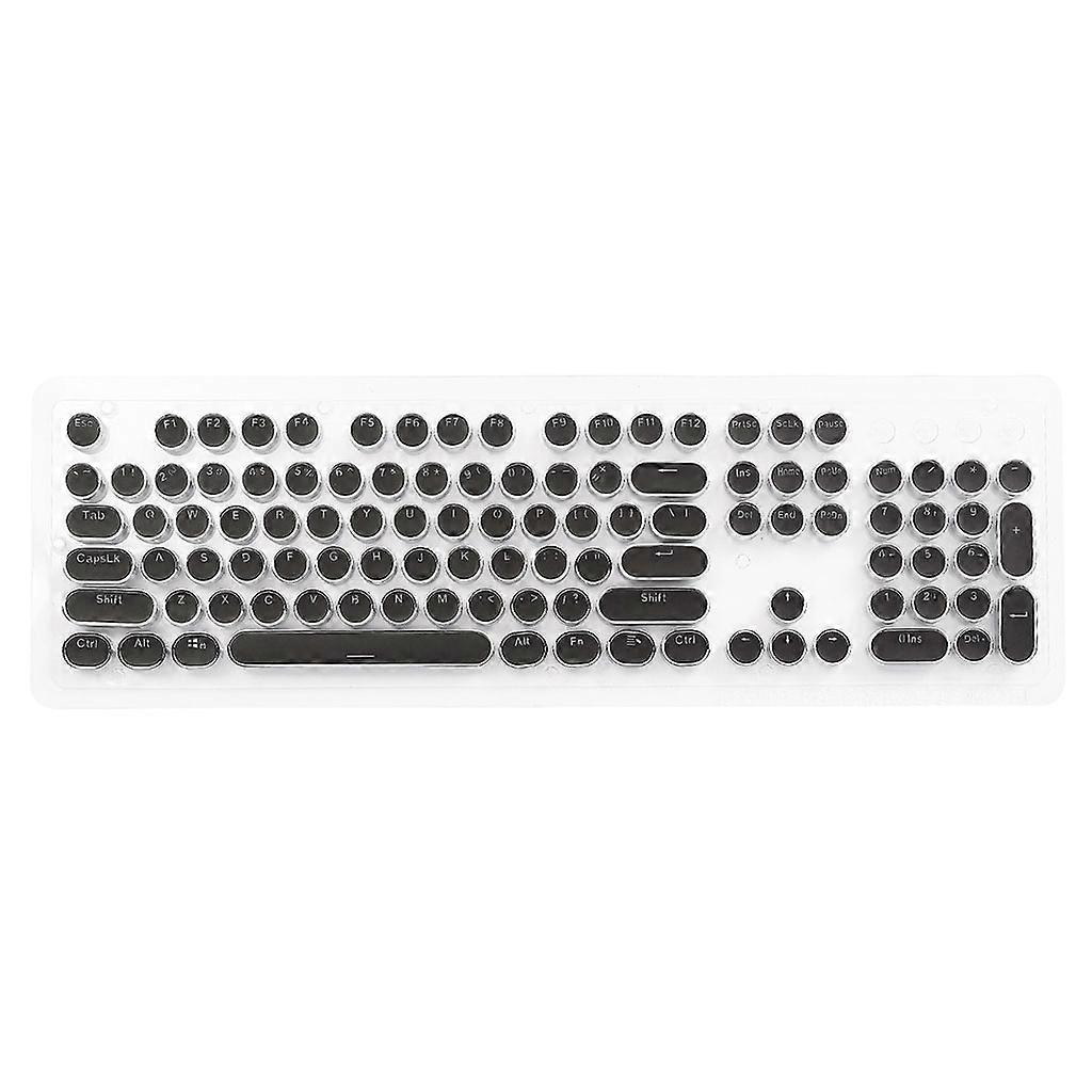104/87 Keys Retro Round Keycaps Double Shot DIY Typewriter Keycap for Backlit Mechanical Keyboard Circular for Key Cap White