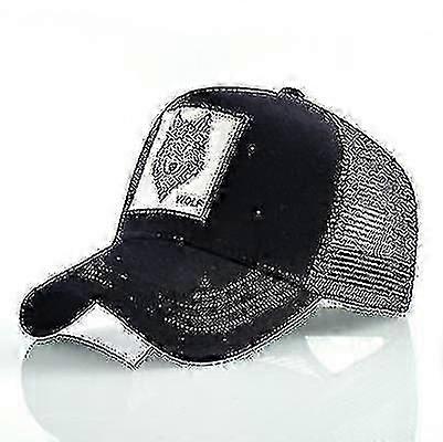 Black Wolf Cotton Embroidered Animal Baseball Cap