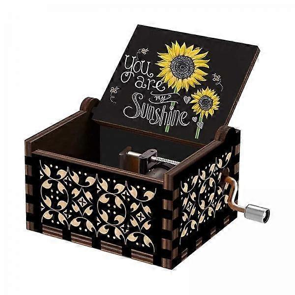 2x木製オルゴール木製刻印オルゴールあなたは私のSunshaineミュージックボックスです