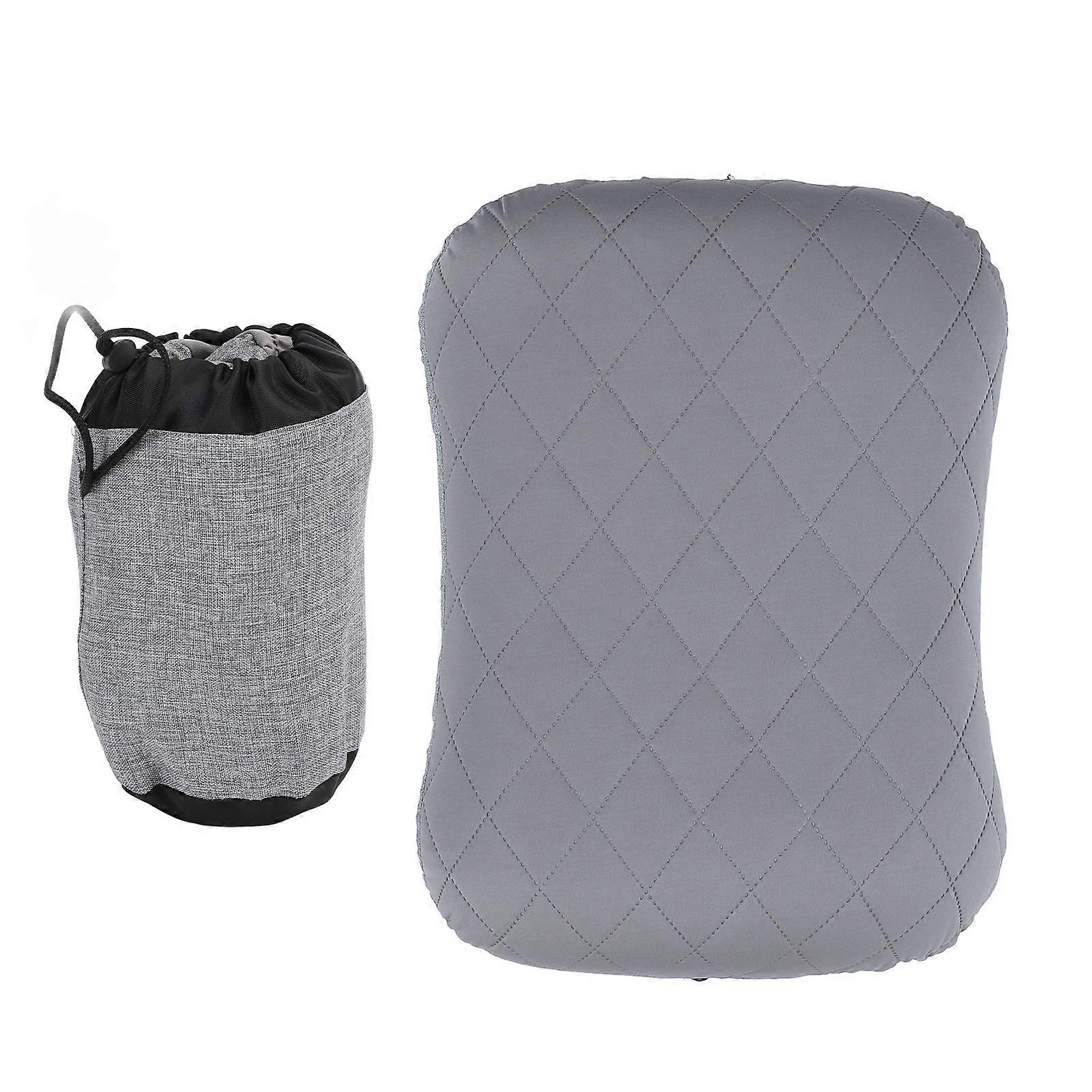 Inflatable Travel Pillow Portable Foldable Napping Pillow Lumbar Support Pillow for Airplanes Trains Offices Gray