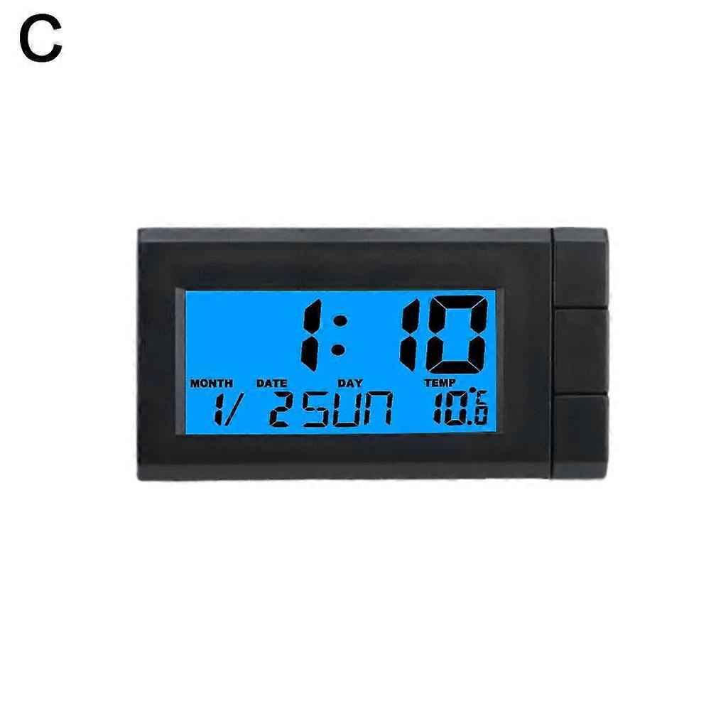Blue (C) $ New simple fashion youth trend car home small clock small thermometer RGB red green blue