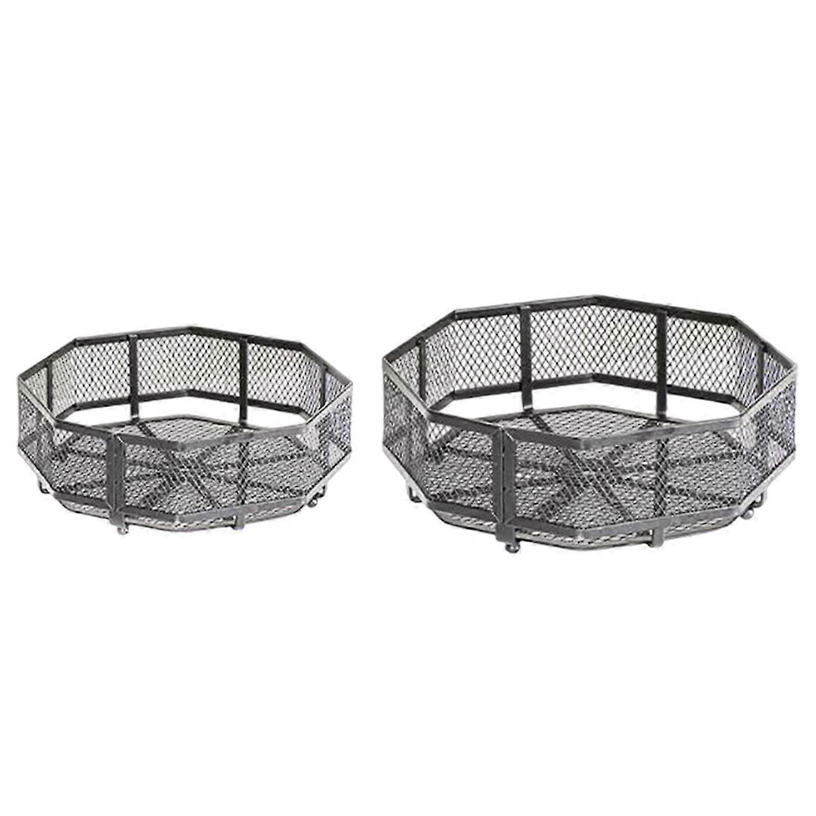 Set of 2 Metal Fruit Basket Countertop Stand Serving Tray for Parties and Events