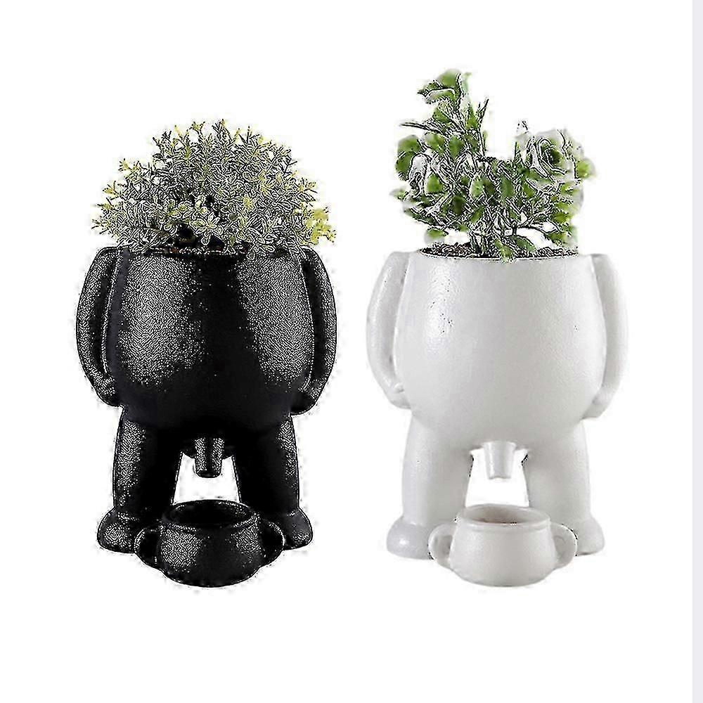 多肉植物のための面白い放尿植木鉢、屋内屋外の装飾ギフト - ホワイト