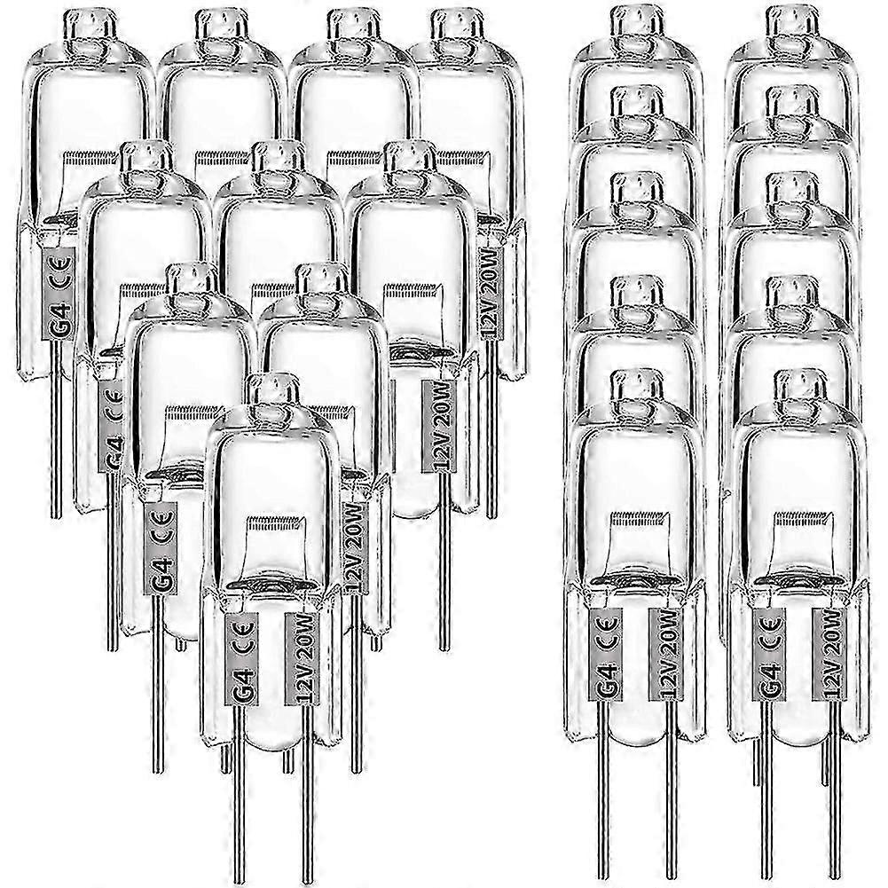 20x G4 Halogen Bulbs 12V 20W 2-Pin Clear Lamp for Cooker Oven Sign Lighting