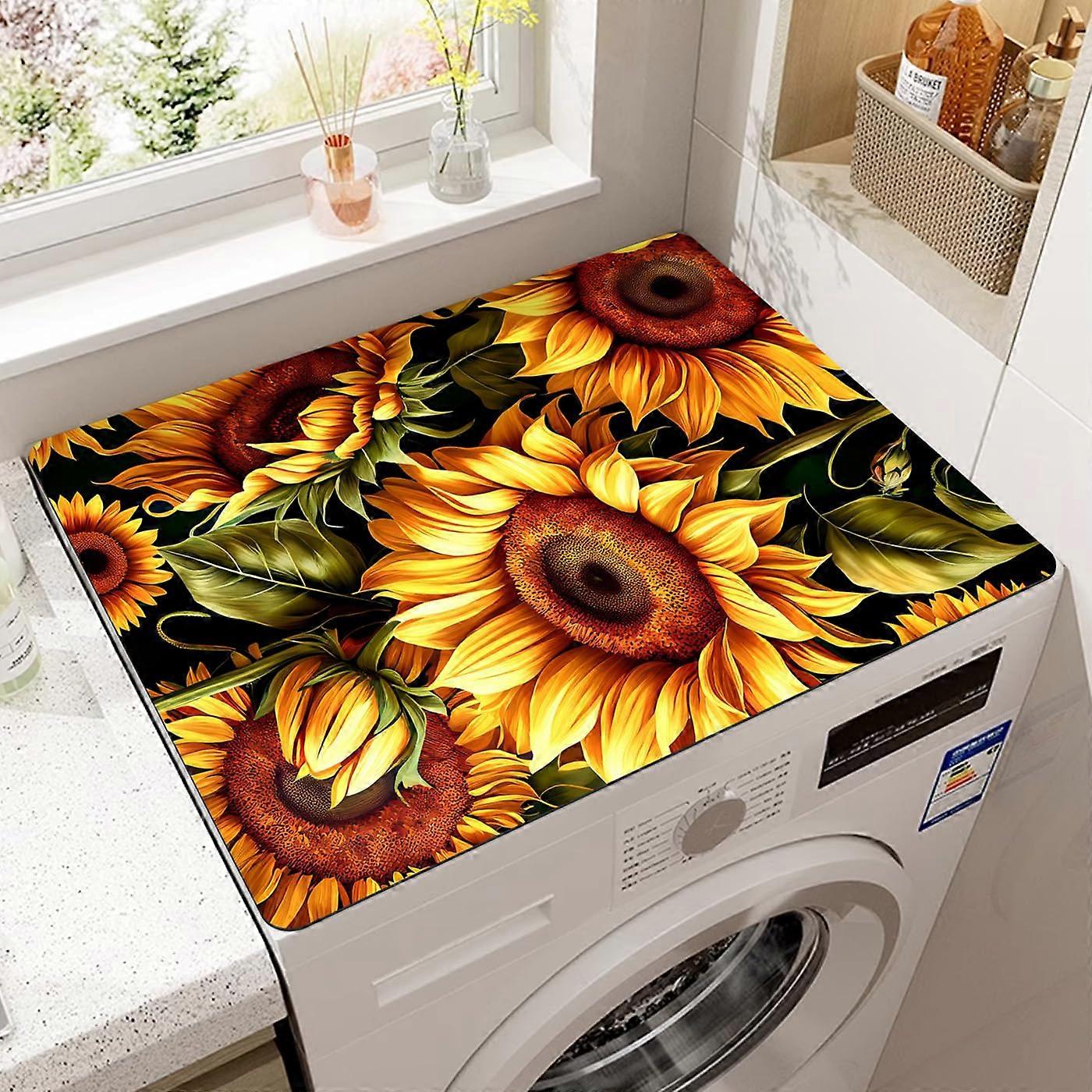 Waschmaschinen Abdeckung Washing machine cover Nonslip mat Soft and izable (Sun Flower,60x50cm)