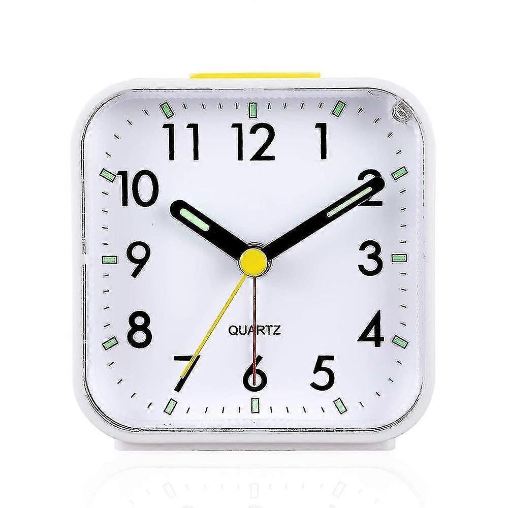 Silent Alarm Clock for Bedside, Battery Powered with No Ticking, White Clock