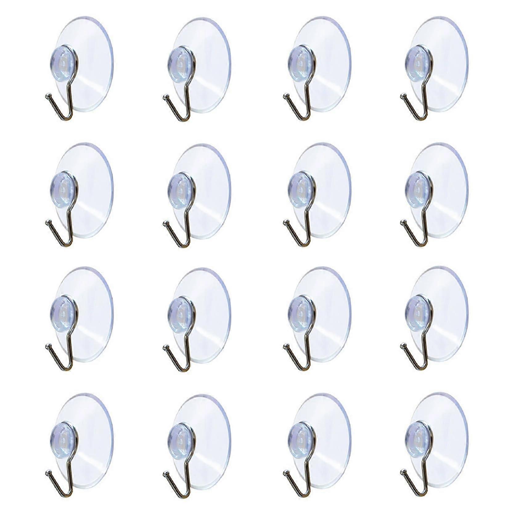 16 x Suction Cups with Hooks, No Drilling, for Bathroom and Kitchen