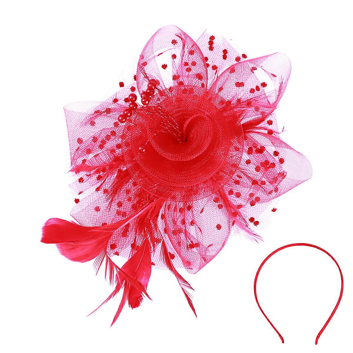 Elegant Handmade Flower Hairpin Headdress Red For Special Occasions 1Set