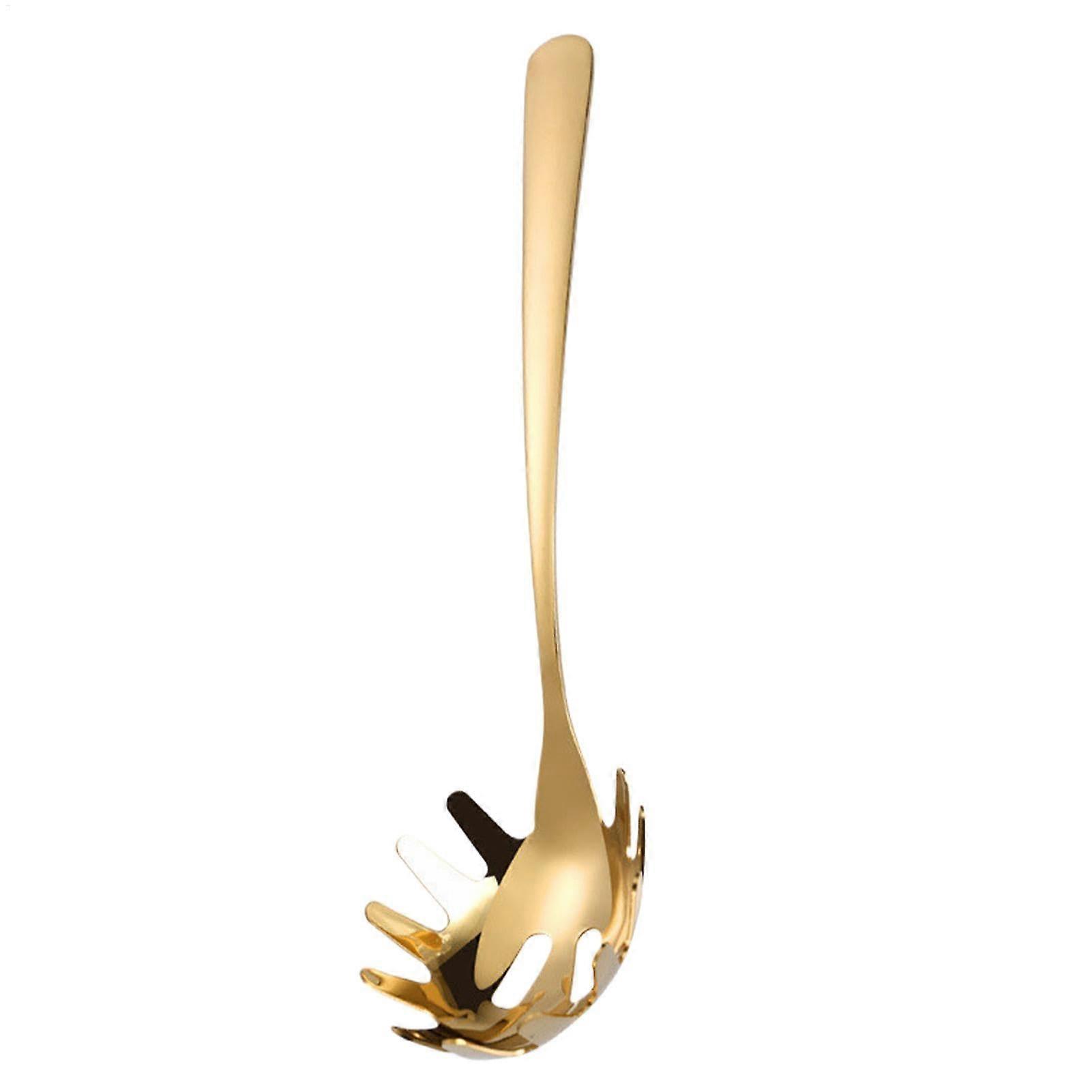 Spaghetti Spoon for Serving - Gold Pasta Server with Scoop and Draining Features, Durable Kitchen Utensil for Pasta