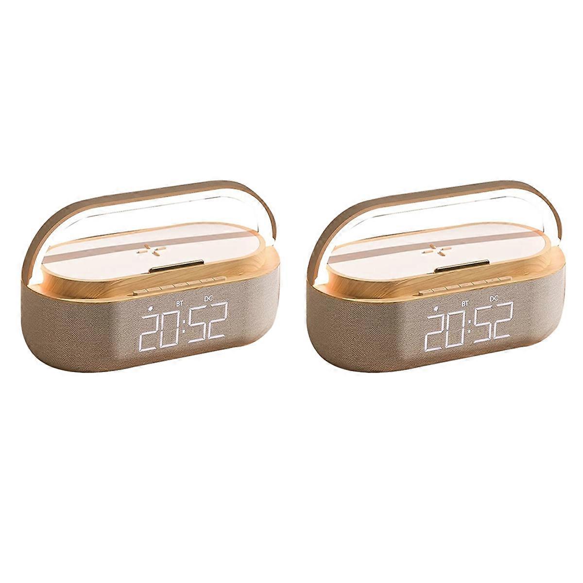 2X Digital Alarm Clock Radio with Bluetooth Speaker,15W Wireless Charger, Dual Wireless Speaker