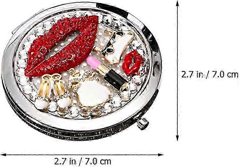 Protable Folding Cosmetic Mirror With Rhinestones Small Pocket Foldable Mirror Double Sided Makeup Mirror
