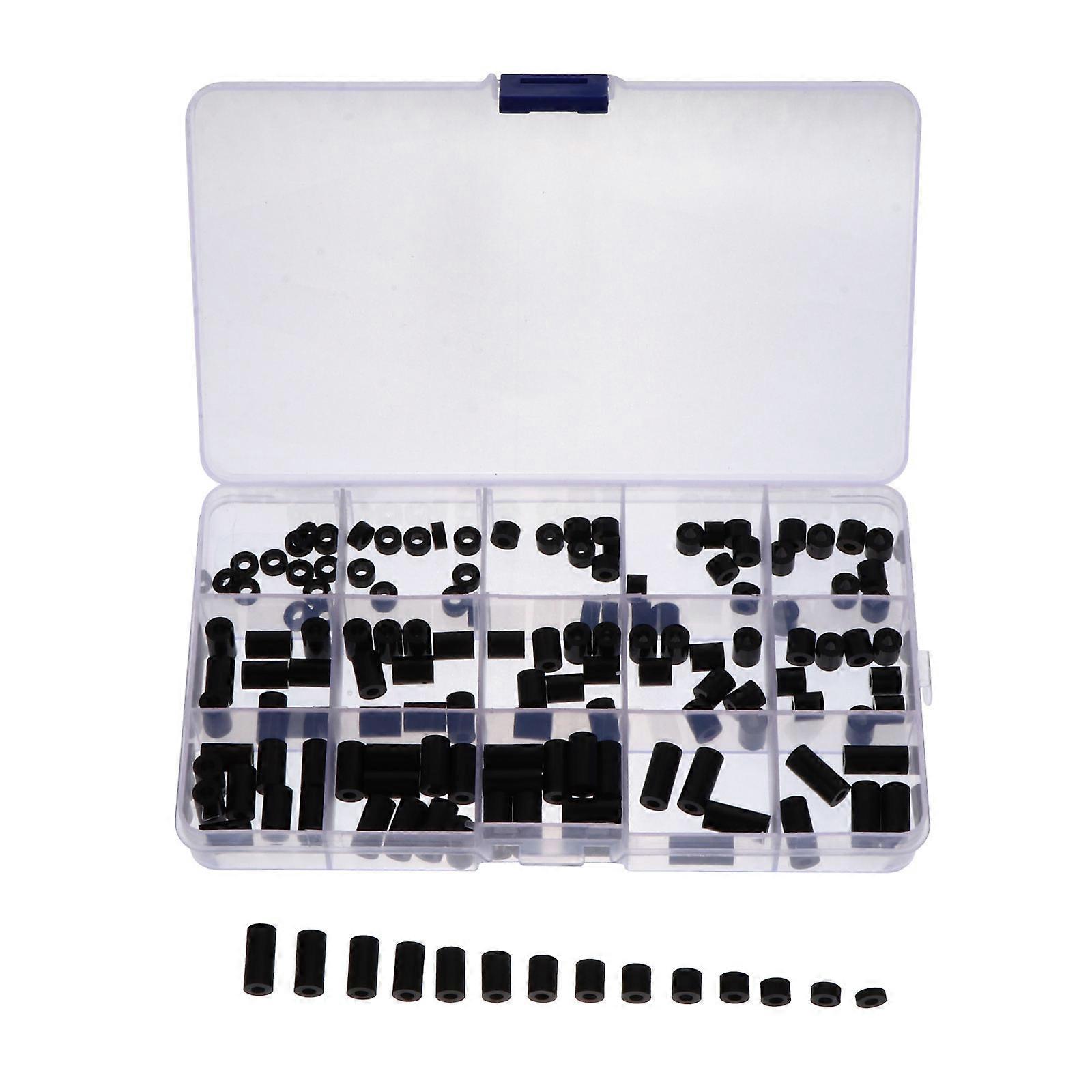 140pcs Nylon Insulative Washers Spacers Cylinder Gaskets Fastener Assortment Kit