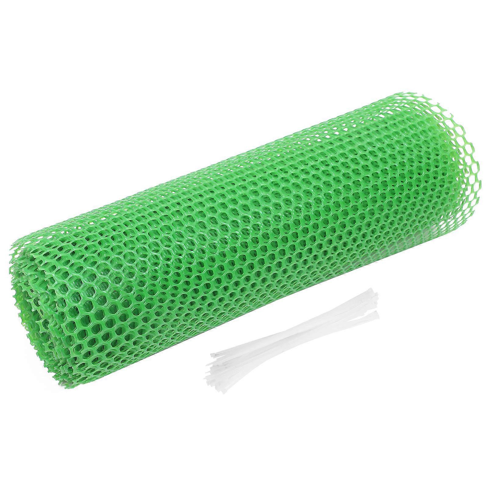 Green Plastic Garden Fence Netting for Animal & Plant Protection with Tie Bands, Multi Use Temporary Landscaping Barrier Mesh