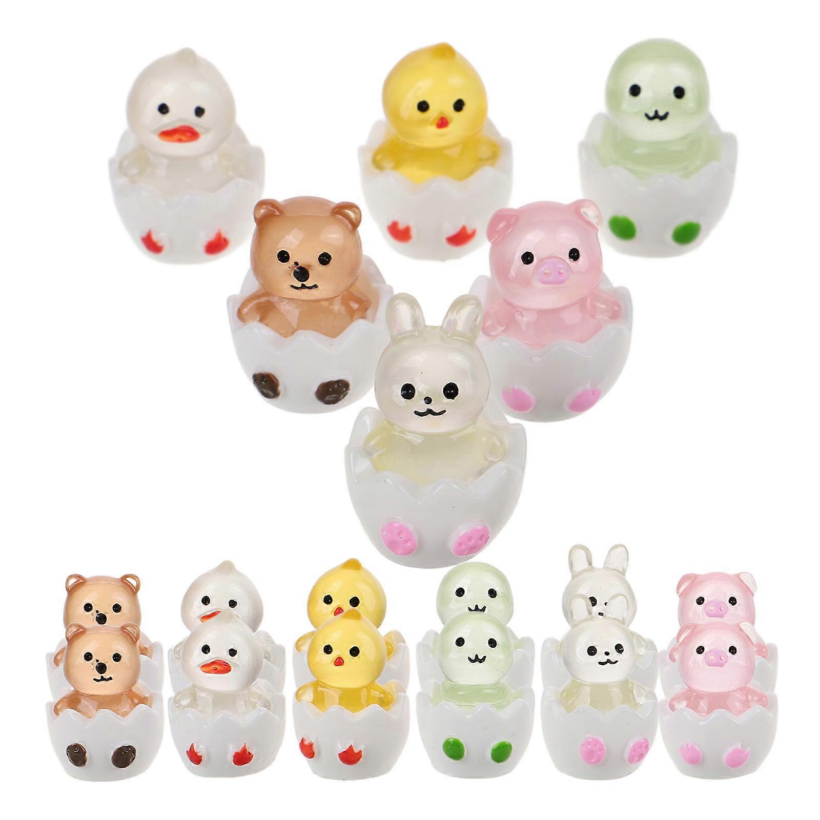Miniature Animals Mini Animal Toys Glow in The Dark Egg Breaker Design Resin Assorted Color 18Pcs