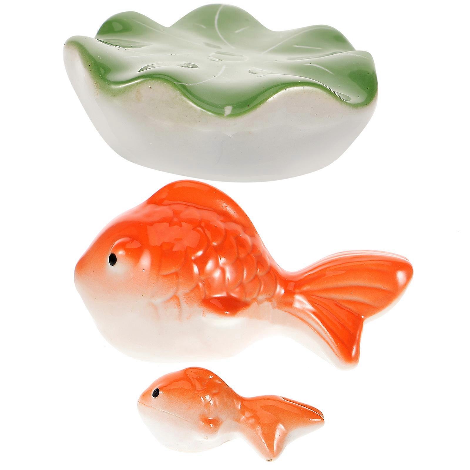 Ceramic Animal Statue Floating Decoration For Fish Tank 5.5x3x2.5cm 3Pcs