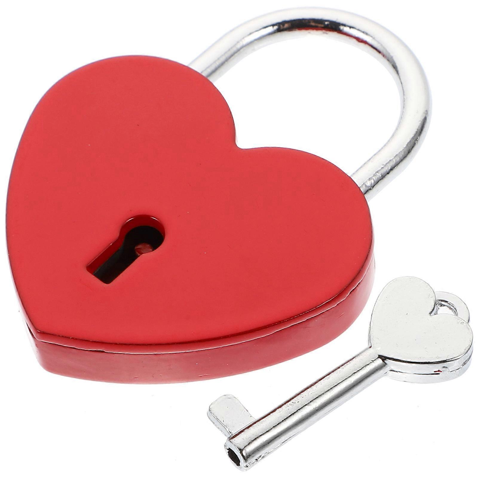 Heart Lock Zinc Alloy Rustproof Padlock for Diary Protection 1Pcs Red