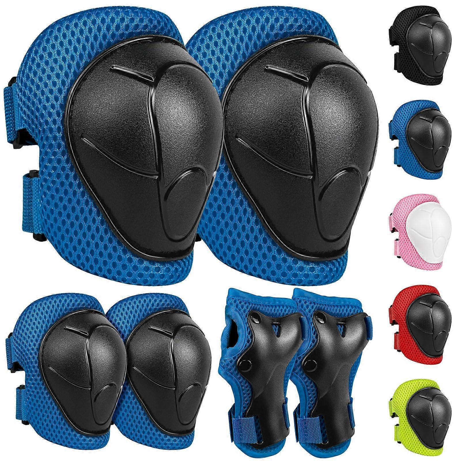 Protector Set, Knee Pads, Elbow Pads, Hand Guards, Adjustable, Gift  blue S  38 years