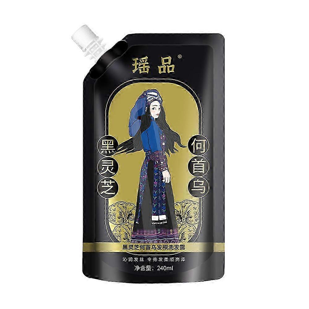 2025 240ml Black Ganoderma Lucidum Polygonum Multiflorum Hair Root Shampoo Gently Clean Improve Frizz Refreshing Oil Control