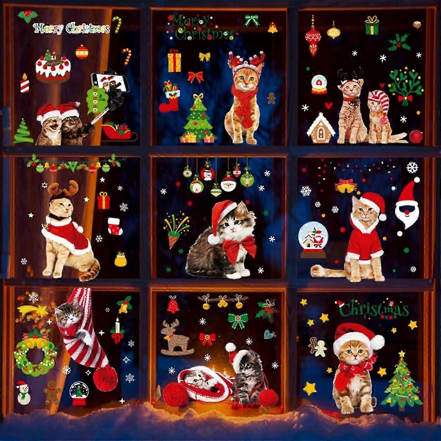 Reusable Christmas Window Stickers - PVC Static Cling Decorations for Festive Glass Art