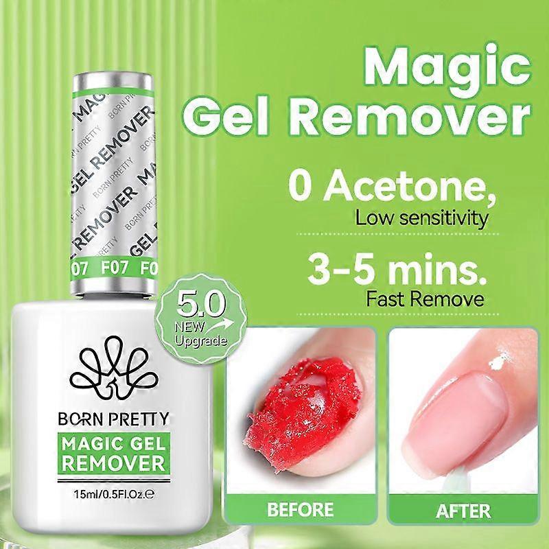Magic Gel Nail Polish Remover with New Upgraded Gentle Formula,Faster & Easier & Cleaner & Safer Professional Nail Polish Remover In 3-5 Minutes,No Ne