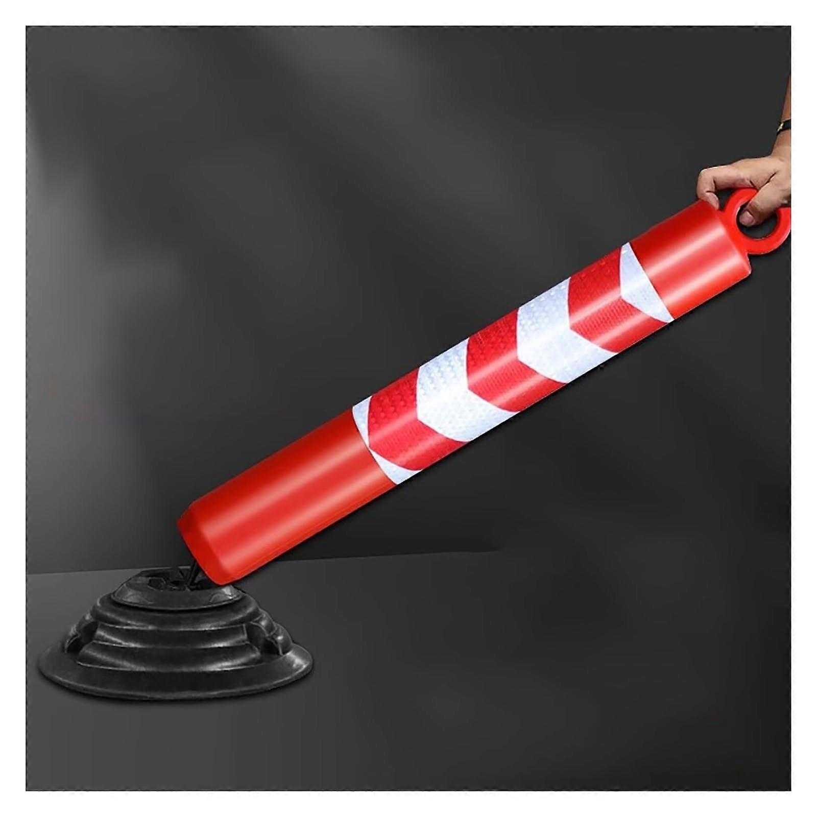 Flexible Safety Bollard 80cm Tall, Soft Rubber Guide Post with Reflective Collar for Driveway and Parking Lots