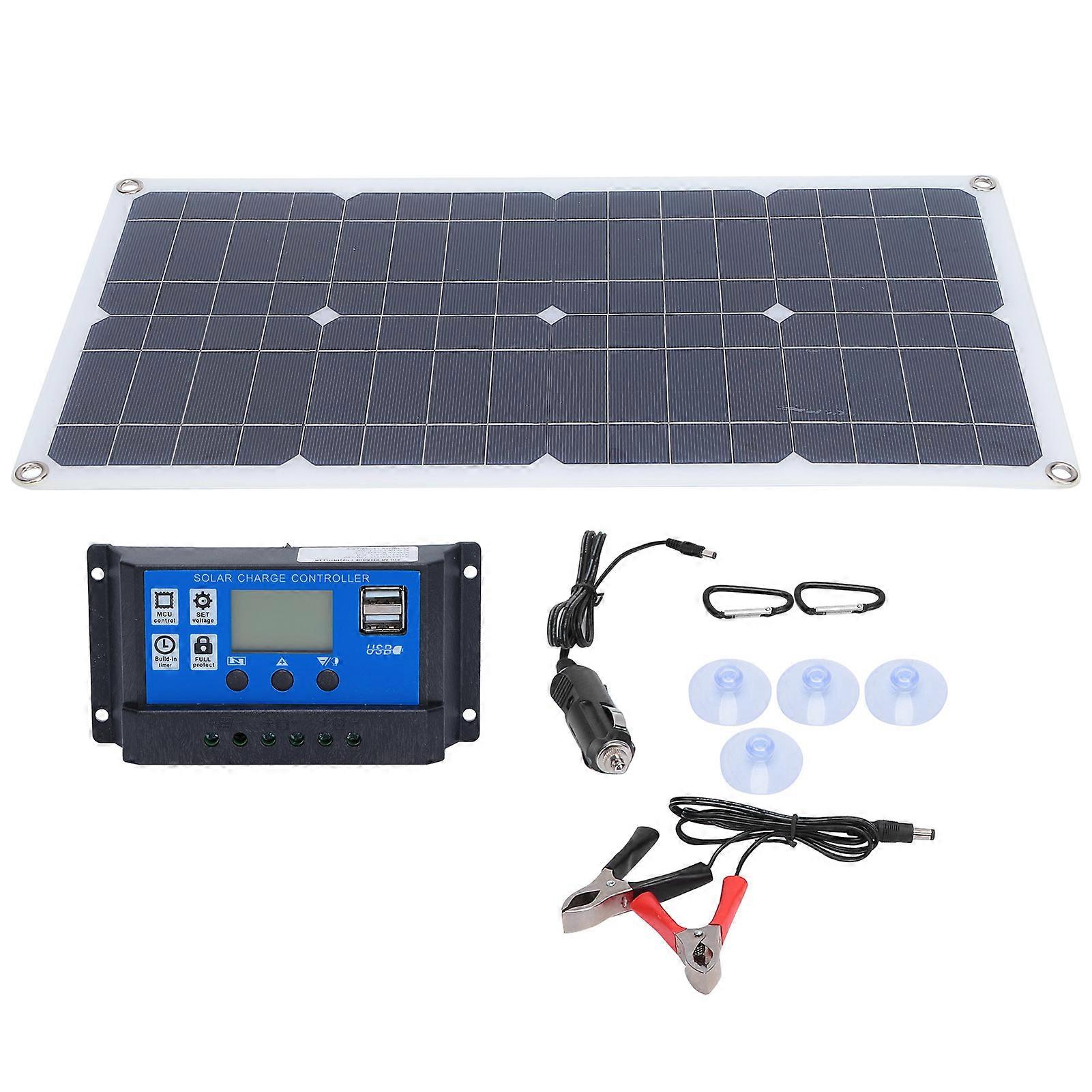 25W Monocrystalline Flexible MultiPurpose Phone Charging Solar Power Panel with 30A Controller