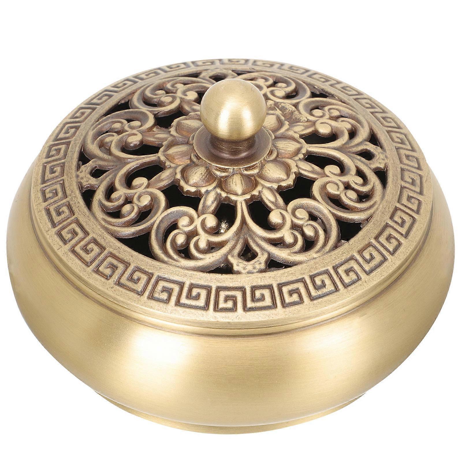 Censer Burner Incense Burning Home Decor Golden Compact and Small Design Three Legged Round Base Classical Meditation Purpose 1Set
