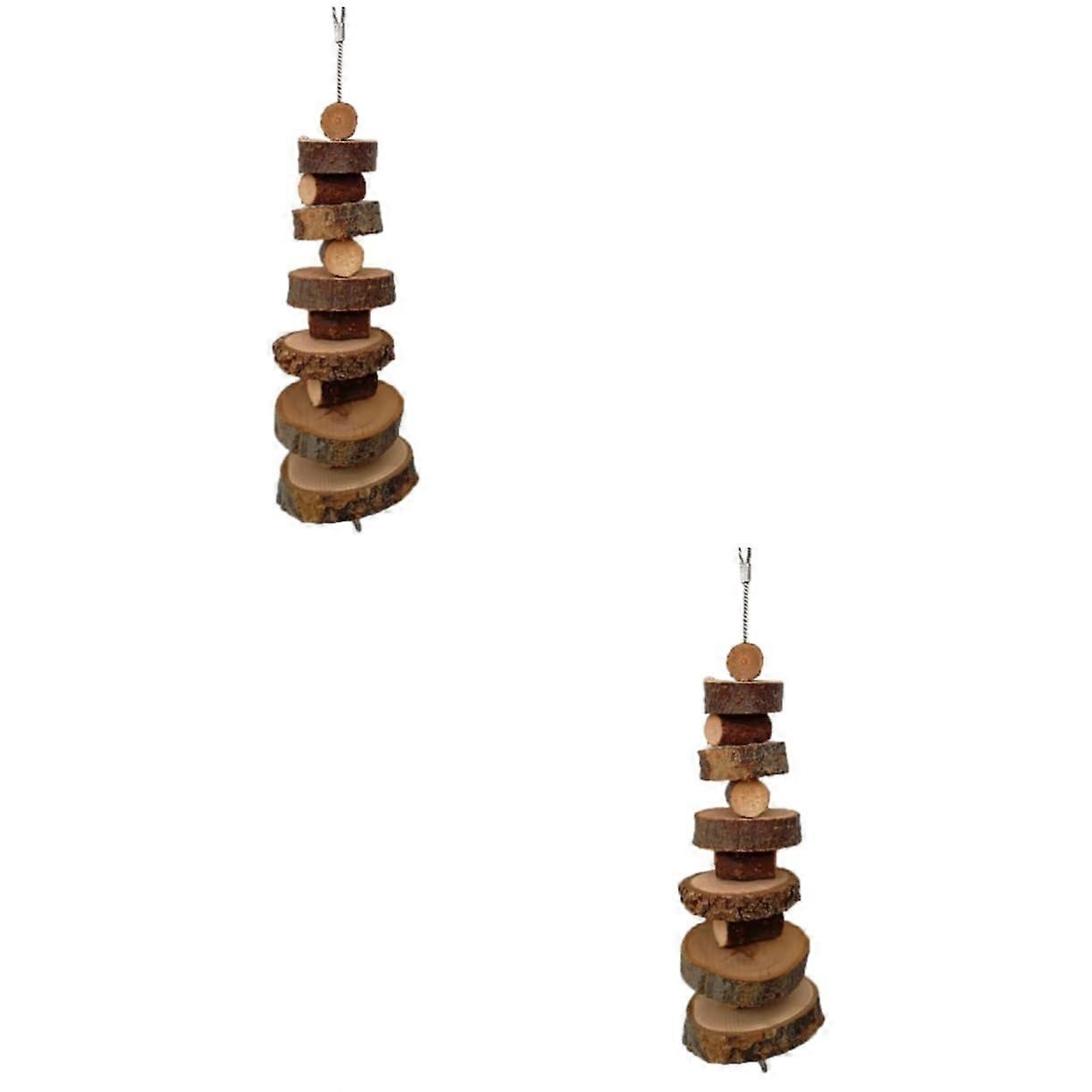 Apple Wood Chew Toys for Hamsters, Rabbits, and Small Pets - 2-Pack Molars Chewable Toys, Eco-Friendly, Light Brown