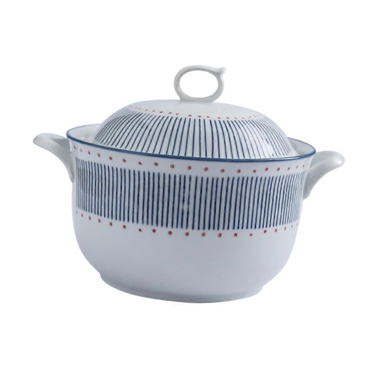 1 piece ceramic soup pot with lid, temperature resistant stew pot for soups and stews, easy to clean.