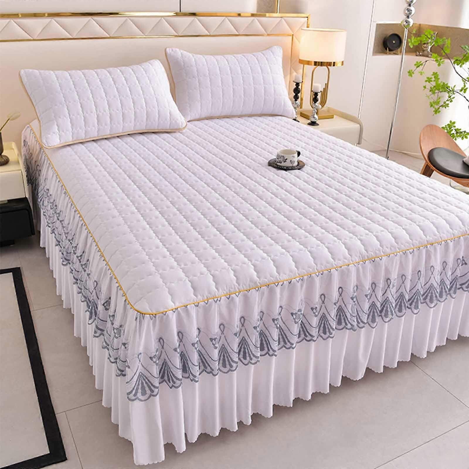 Bed Skirt with Lace Edging Bed Valances Box Spring Cover 180x200 1