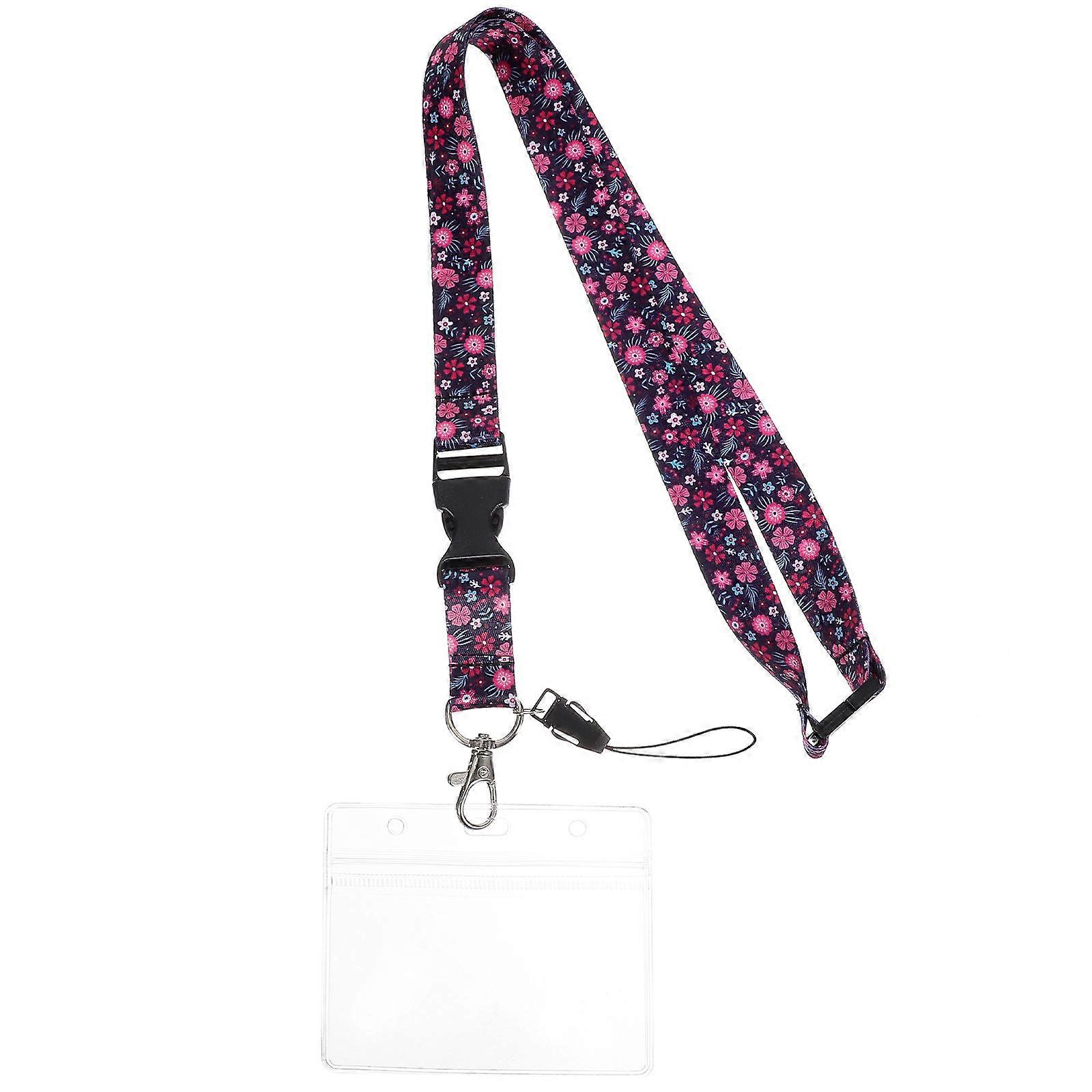 Name Tag Lanyard Clear Sleeves For Cards Factory Work Compact Design PVC 1Set