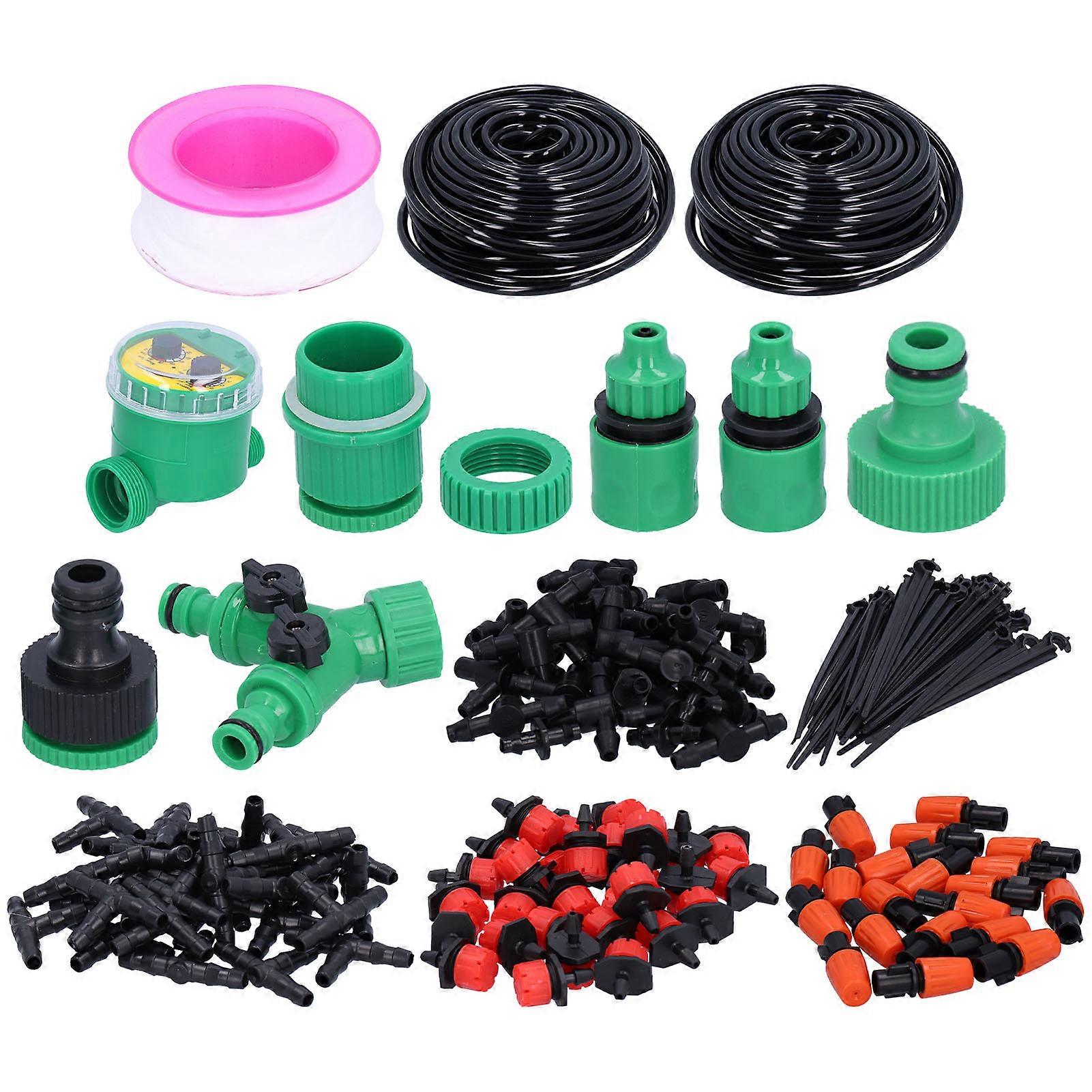 30M Adjustable Irrigation Dripper Drip Sprinkler Drip Irrigation Kit with Timer Watering System
